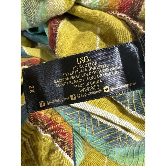 Lucky & Blessed Deep V Striped Top 3/4 Sleeve Boho Western Plus Sz 2X Vintage - Picture 6 of 7